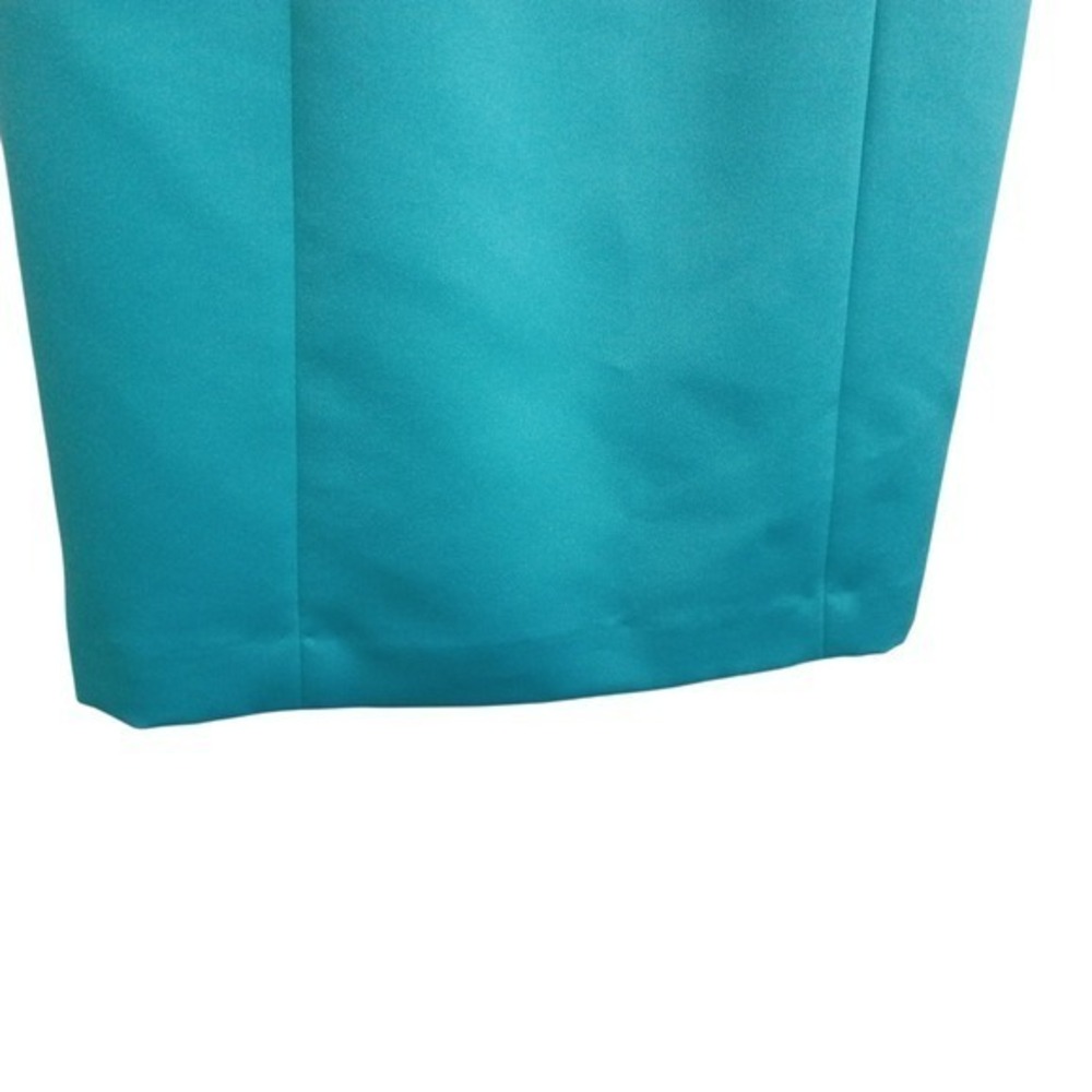 Maggy London Vintage Teal Satin 3D Floral Beaded Cocktail Sheath Dress Sz 8 - Picture 8 of 11